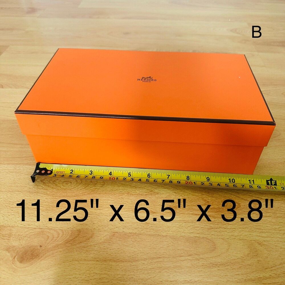 Hermes Gift Box - med orange EMPTY box for shoes, 11.25" x 6.5" x 3.8" [B]